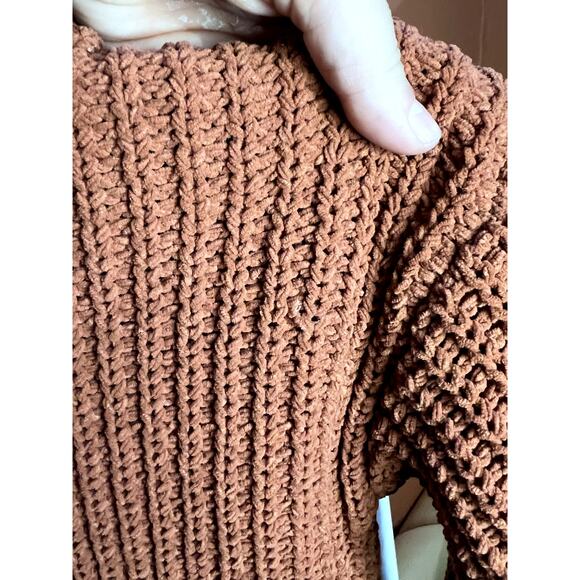 Aerie Burnt Orange Rust Brown Plush Knit Boatneck Cozy Fall Sweater - Picture 9 of 9